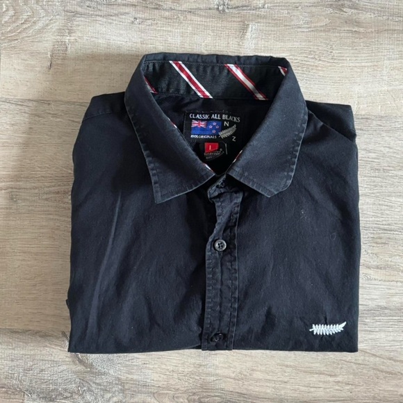 Official All Blacks New Zealand Rugby Button-Up Shirt Black M - Picture 1 of 3